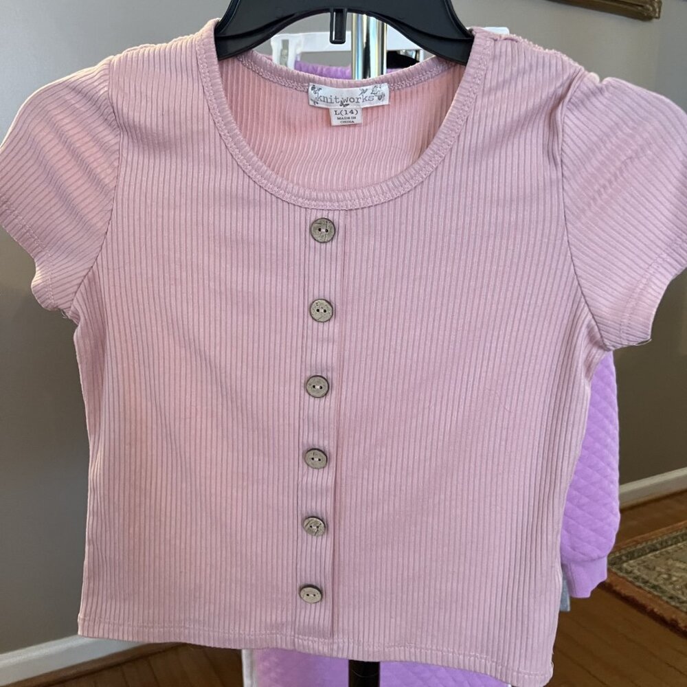 Pink button Tee